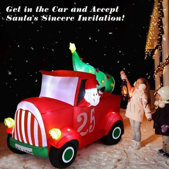 ⚡7.8FT Christmas Inflatable Red Car Built-in LED Light Yard Outdoor Decorations - Picture 4 of 9